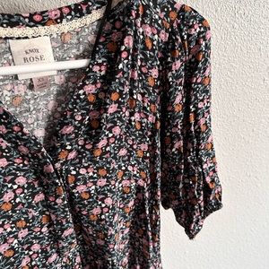 Black floral midi dress